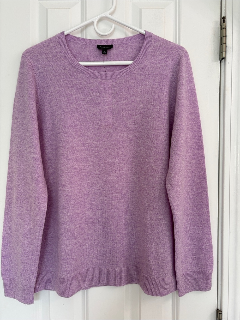 Talbots Cashmere Classic Crewneck Sweater in Marled Soft Lilac